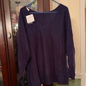 Belle by Kim Gravel Purple V-Neck Sweater